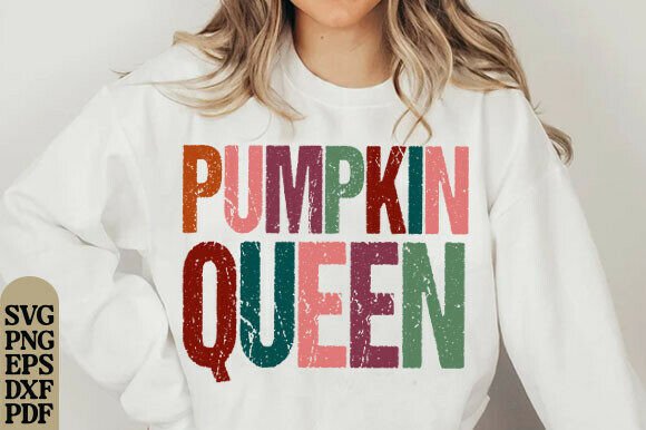Distressed Pumpkin Queen Graphics for T-Shirt Designs