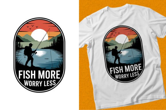 Fish More Worry Less Vintage T-shirt Graphics