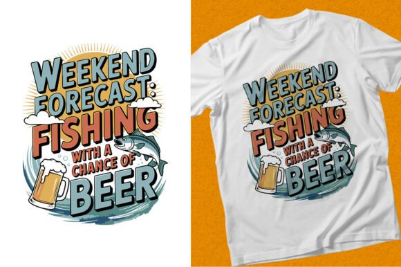 Weekend Forecast Fishing Beer PNG Shirt Graphics for T-Shirt Designs